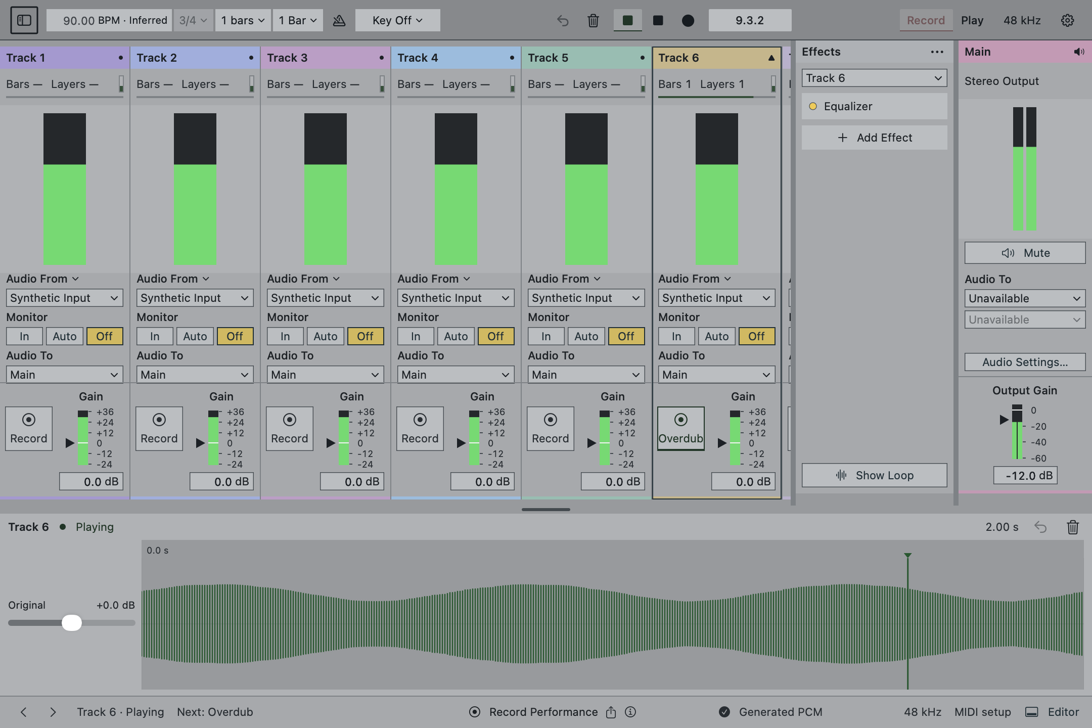 Separate input and monitoring controls in the Coherent mixer.